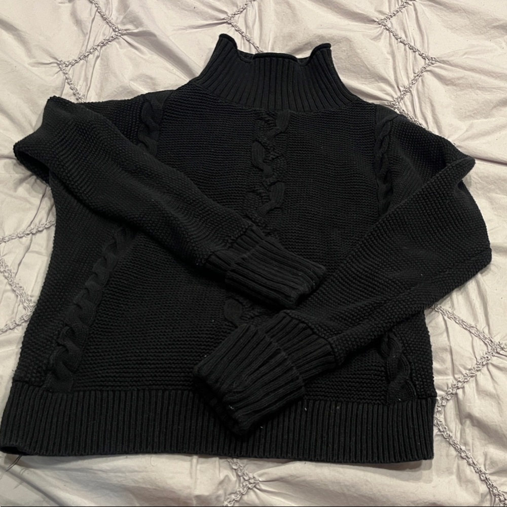 Black Cable Knit Sweater GAP XS cotton